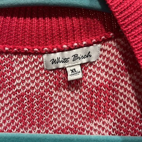White Birch Pink Checkered Sweater cardigan size XL - Picture 3 of 6